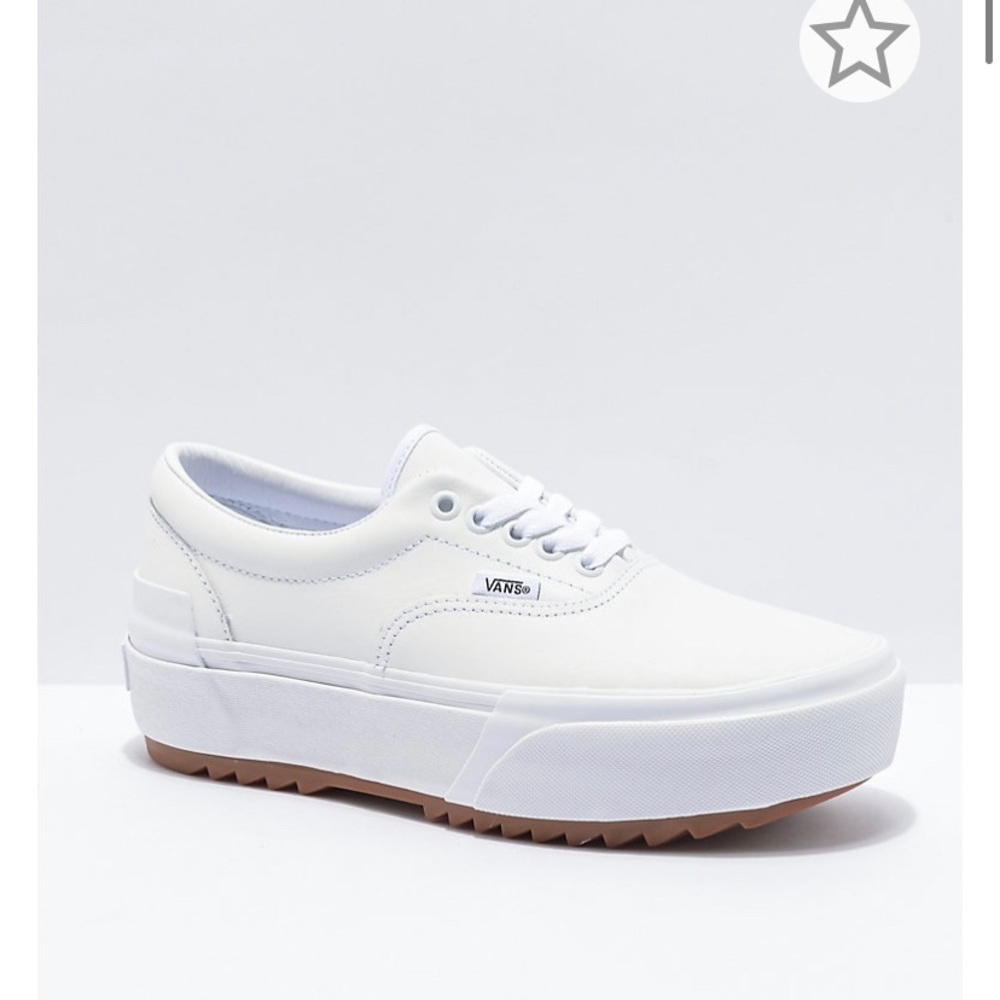 LEATHER STACKED PLATFORM VANS - size 8.5